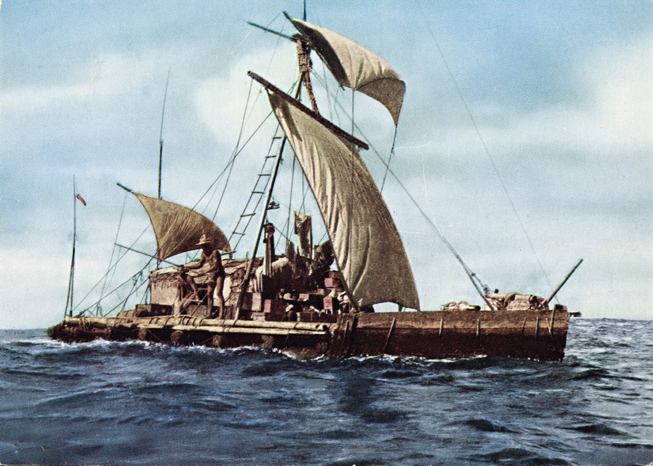 I 1947 seilte den norske eventyreren Thor Heyerdahl 8000 kilometer over Stillehavet i en håndbygget flåte kalt Kon-Tiki