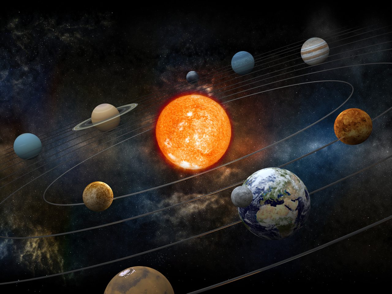 Solsystemet der alle planetene kretser rundt sola