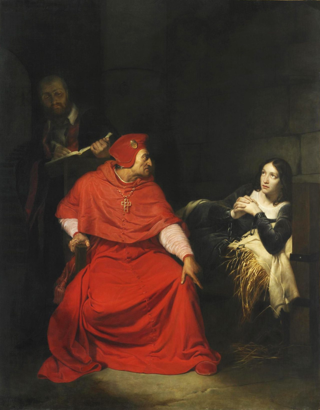Jeanne d'Arc blir avhørt i fengsel av cardinalen