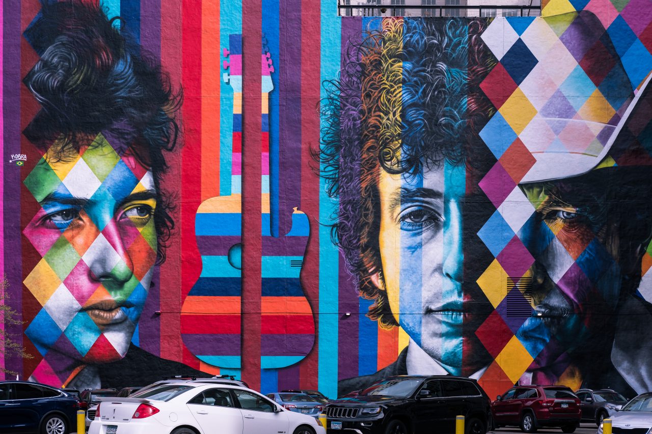 Bob Dylan-kunst i Minneapolis