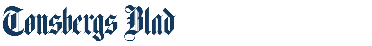 Liten, blå Tønsbergs Blad-logo