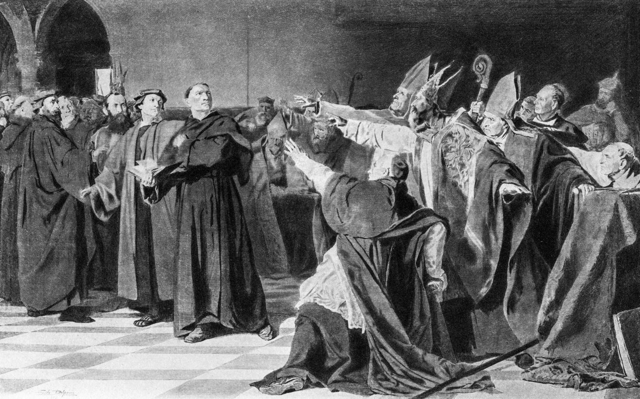 Munken Martiun Luther i krangel med biskoper.