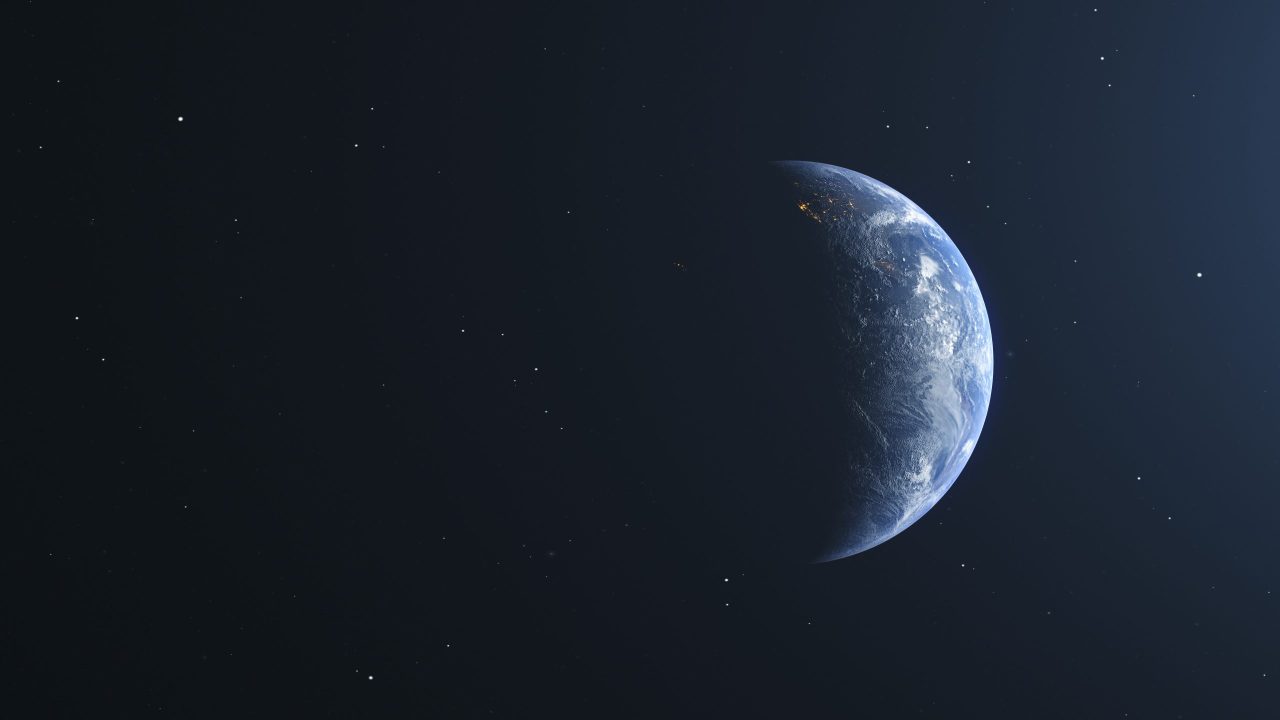 Halvparten av jordas overflate sett fra verdensrommet.