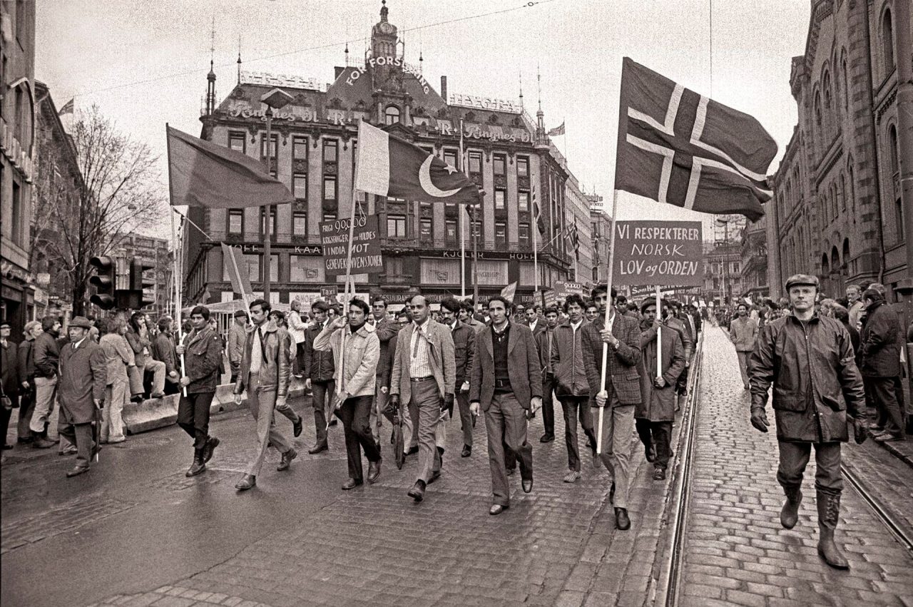 1.maitog 1973 arbeidere går i tog