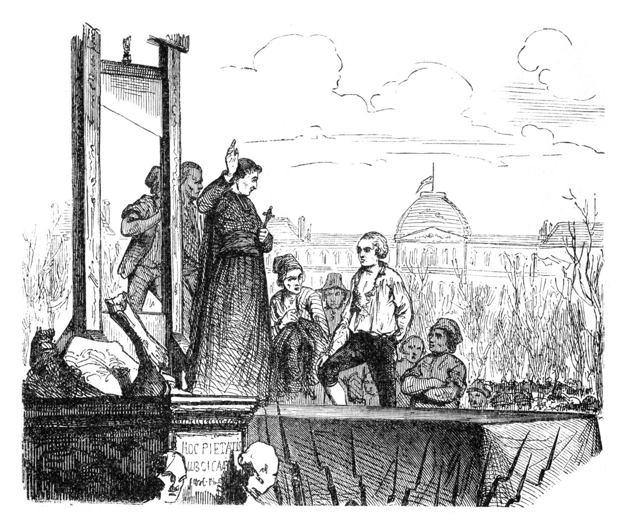 Den franske kongen blir henrettet på en giljotin.