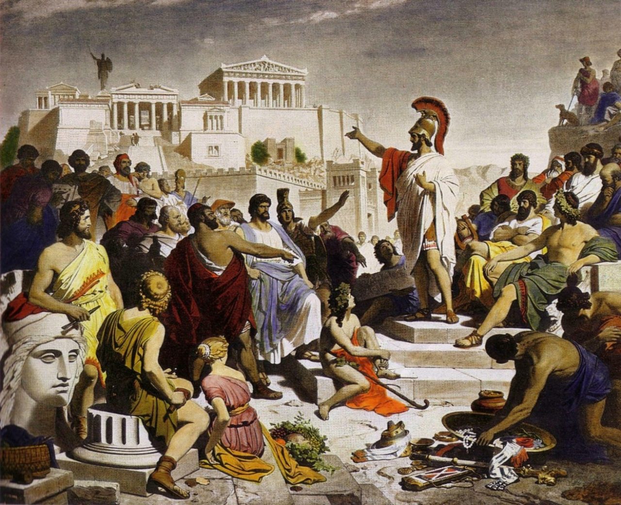 Pericles holder en tale for folket i det gamle Athen.