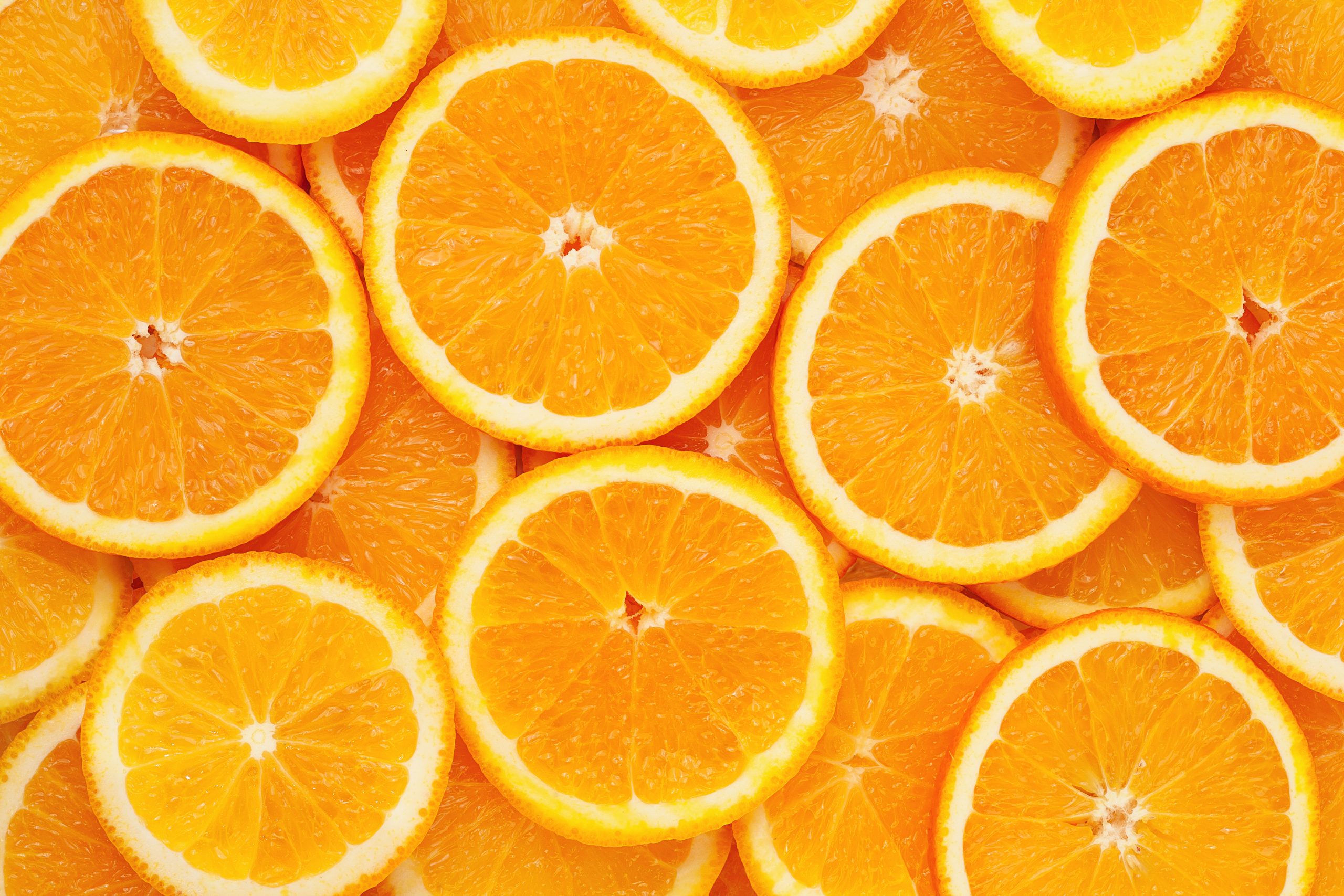 Mange skiver av appelsin