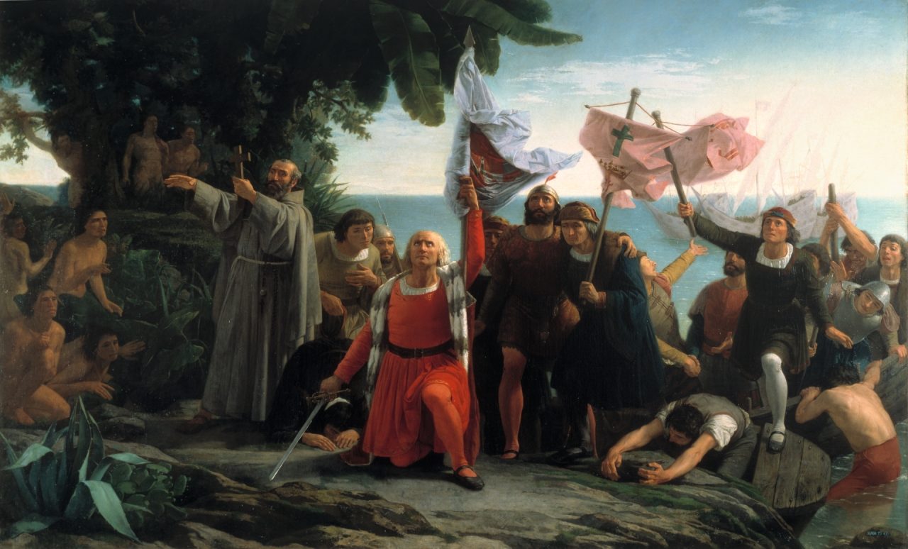Kristoffer Columbus ankommer Amerika i 1492.
