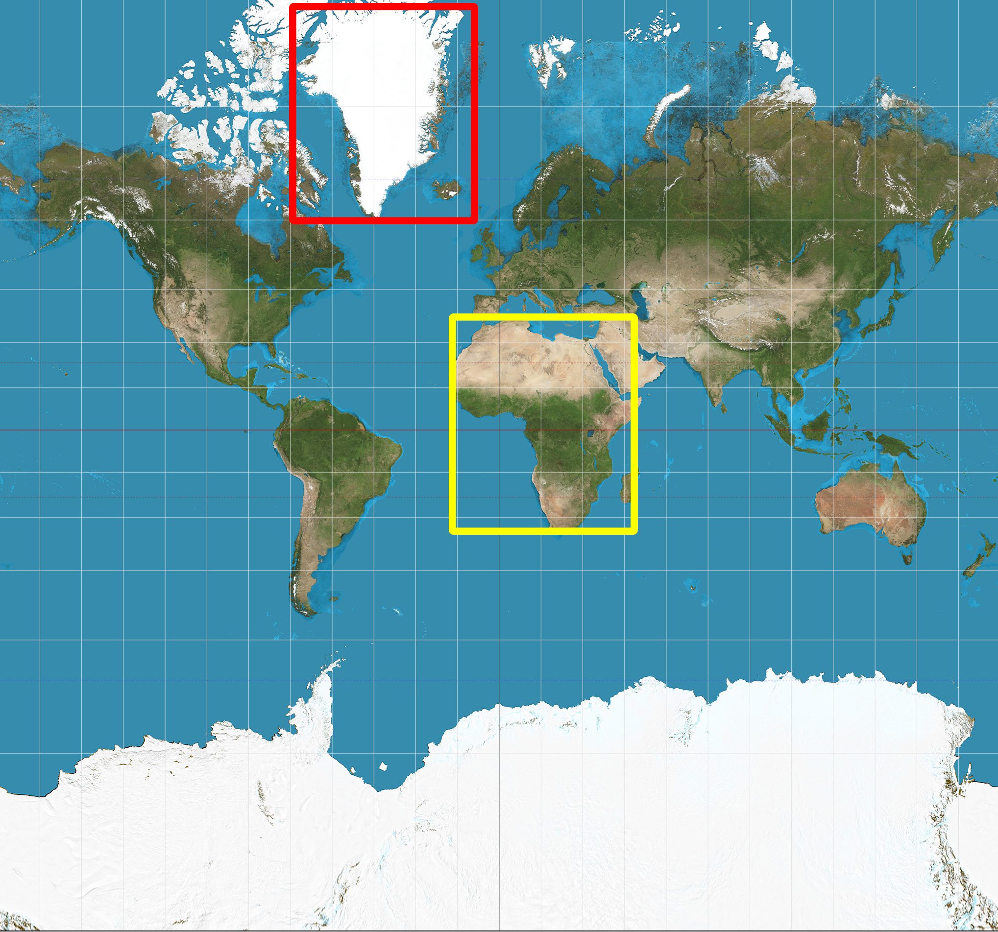 Er Grønland større enn Afrika?