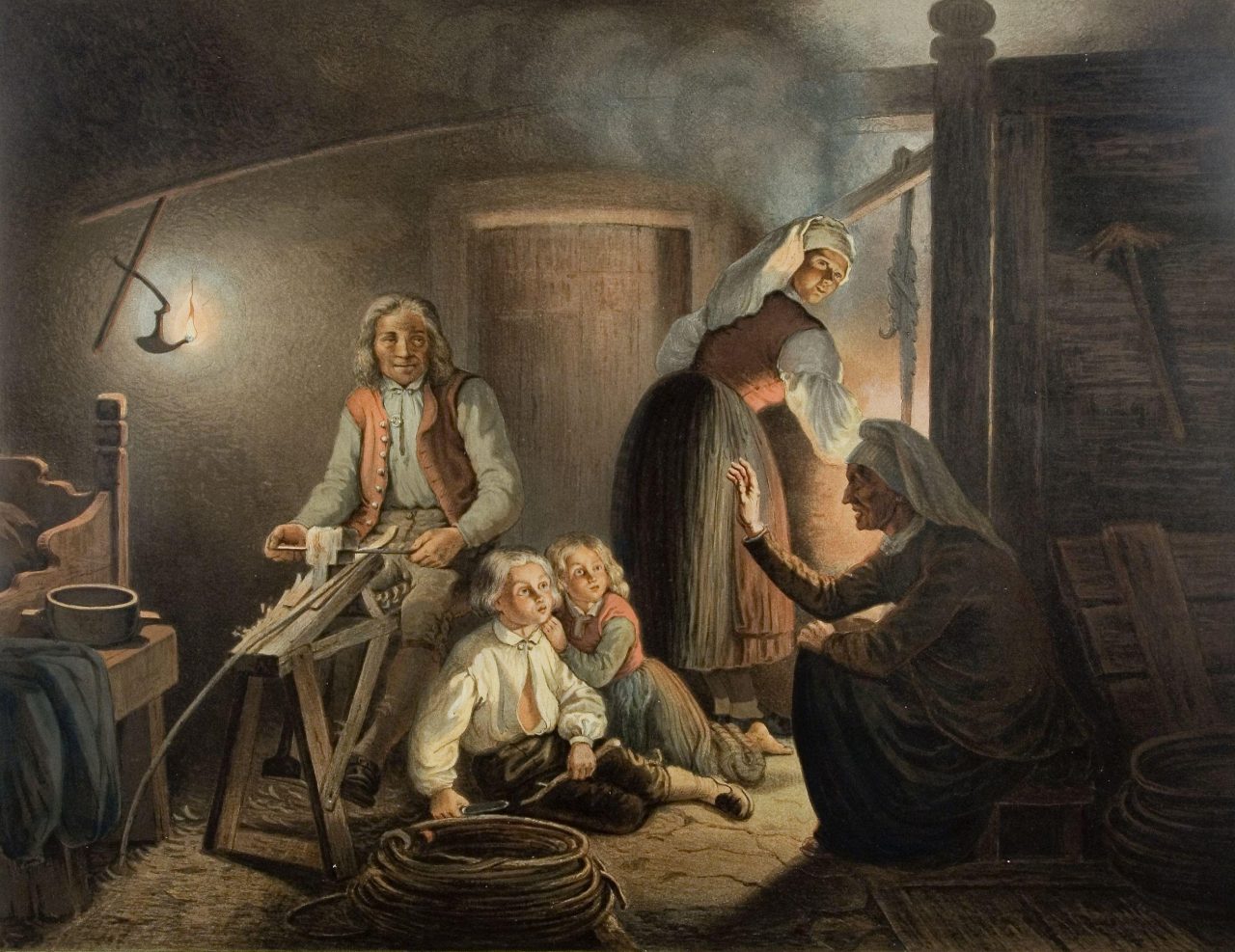 Eventyrfortellersken, maleri av Adolph Tidemann