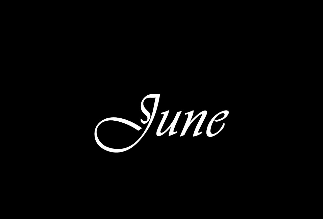 The month June written in white on a black background