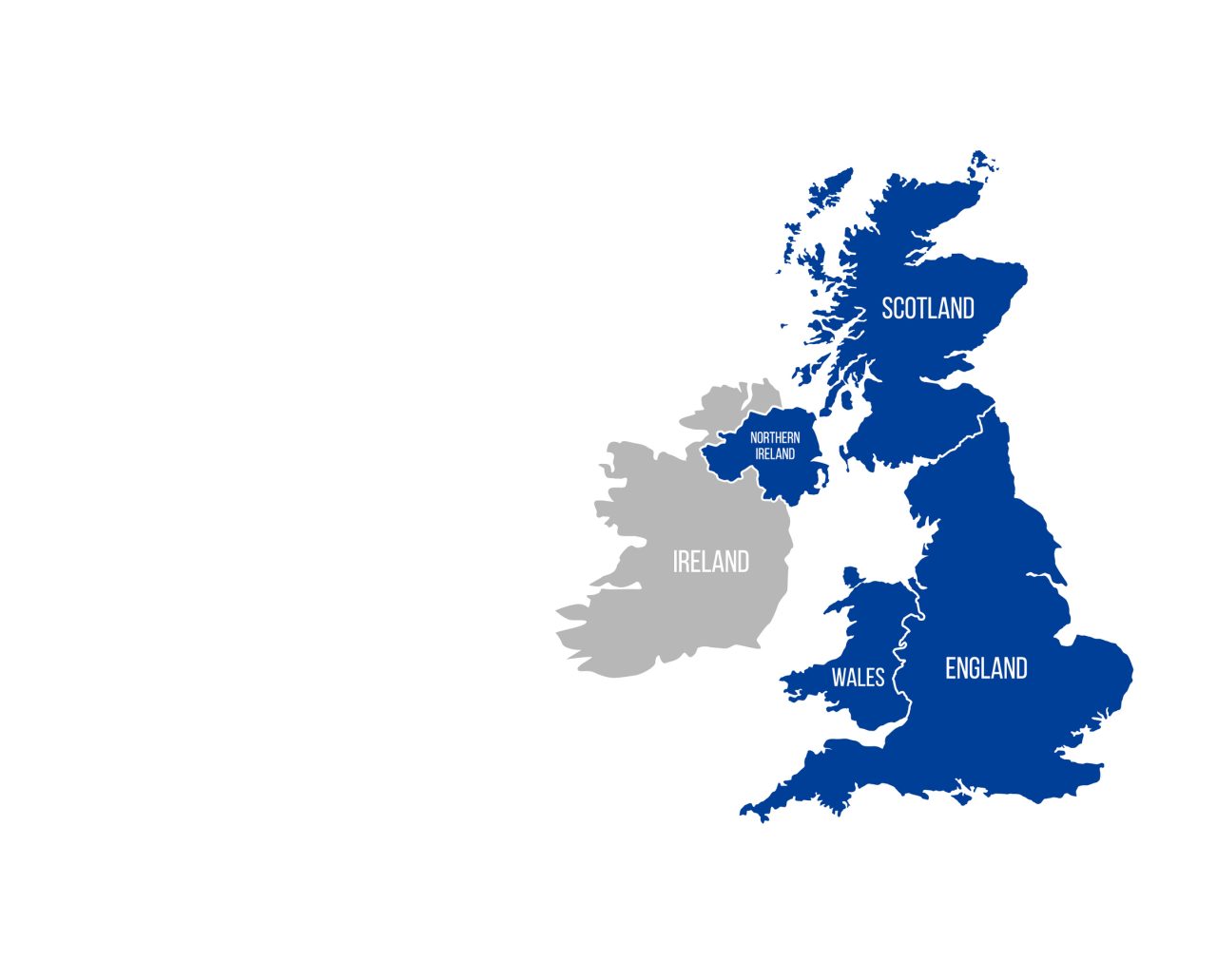 United Kingdom map. England, Scotland, Wales, Northern Ireland. Vector Great Britain map wit UK flag isolated on white background.