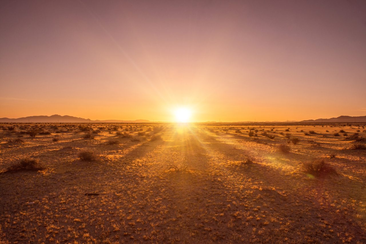 A sunset in a desert