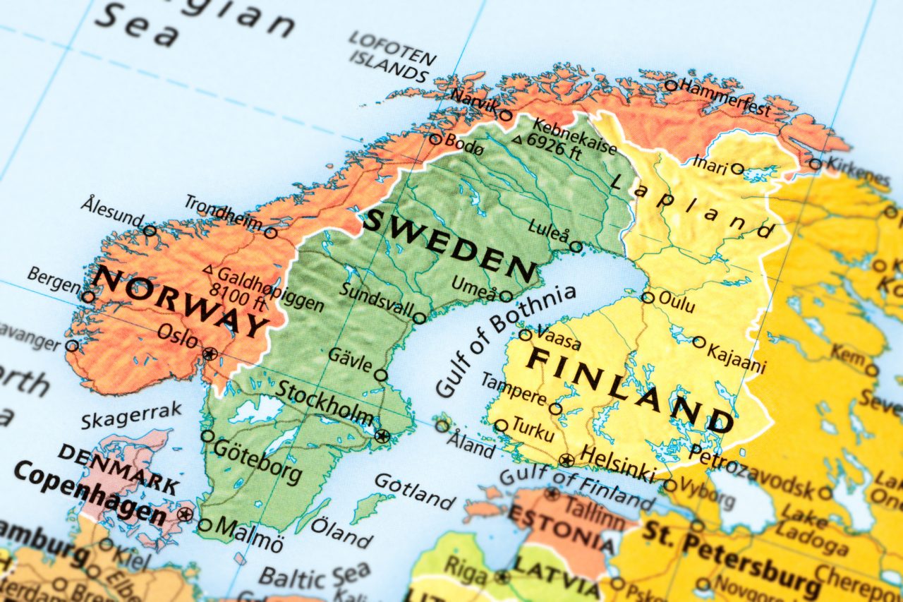 Kart over Skandinavia