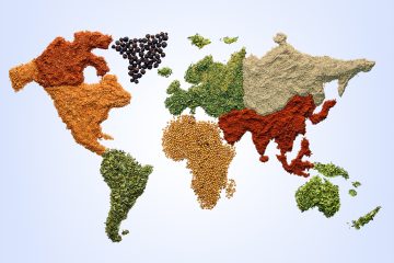 Et verdenskart illustrert med krydder