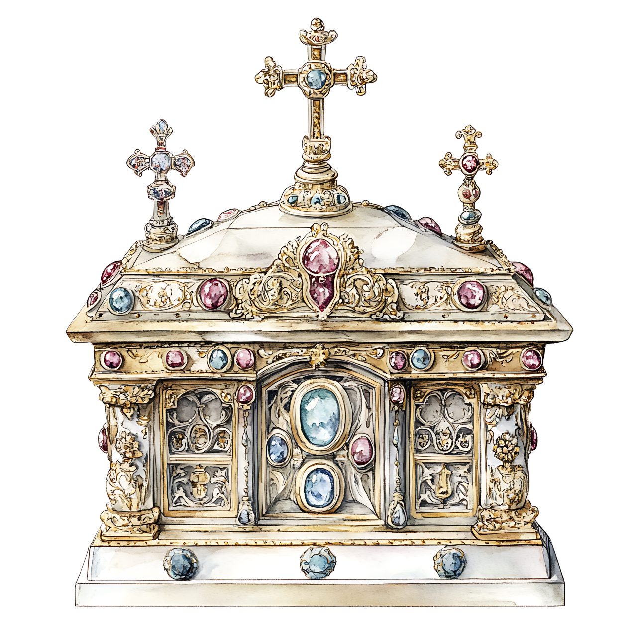 Relikvie-kiste i gull med edelstener