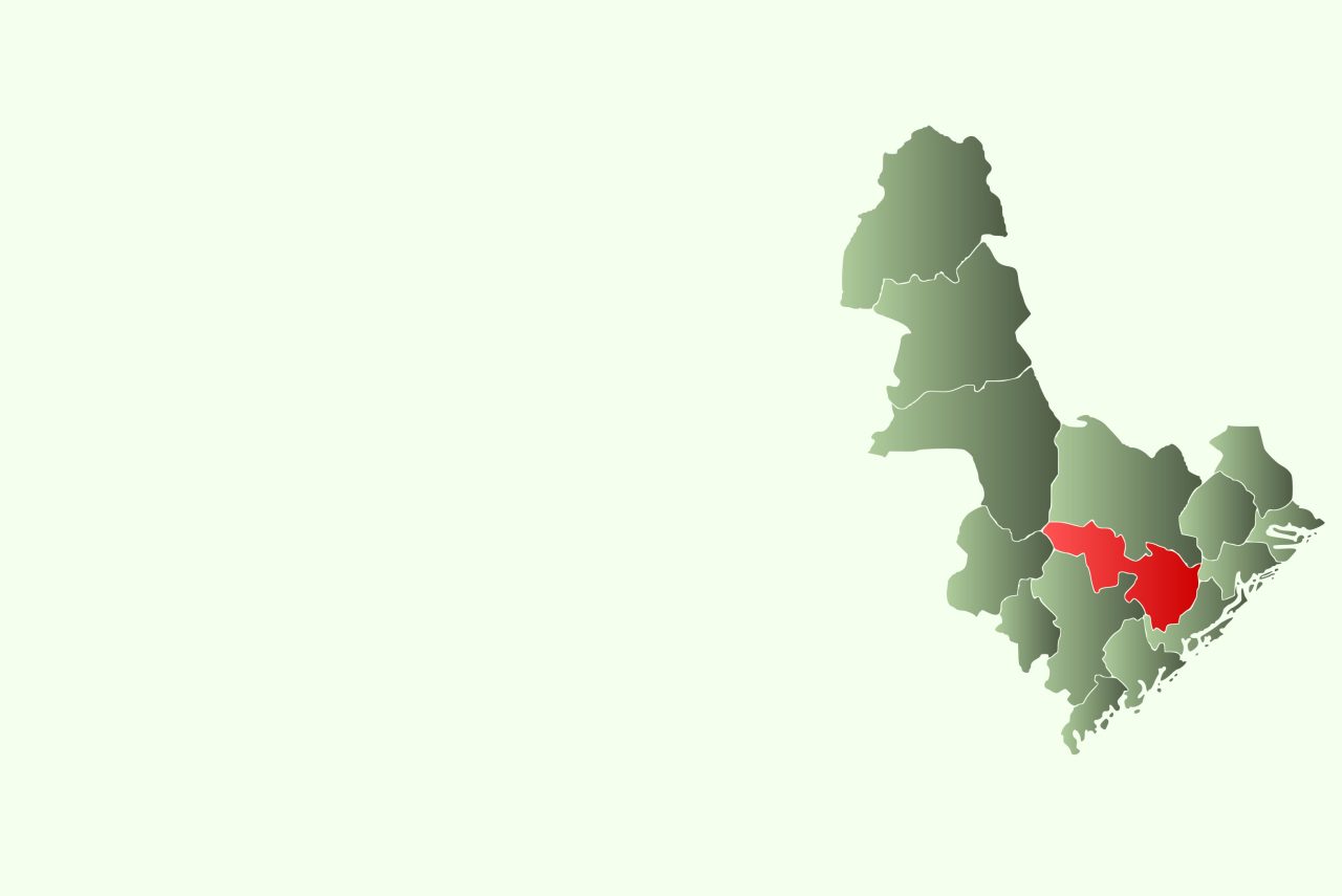 Kart over sørlandet med Froland markert