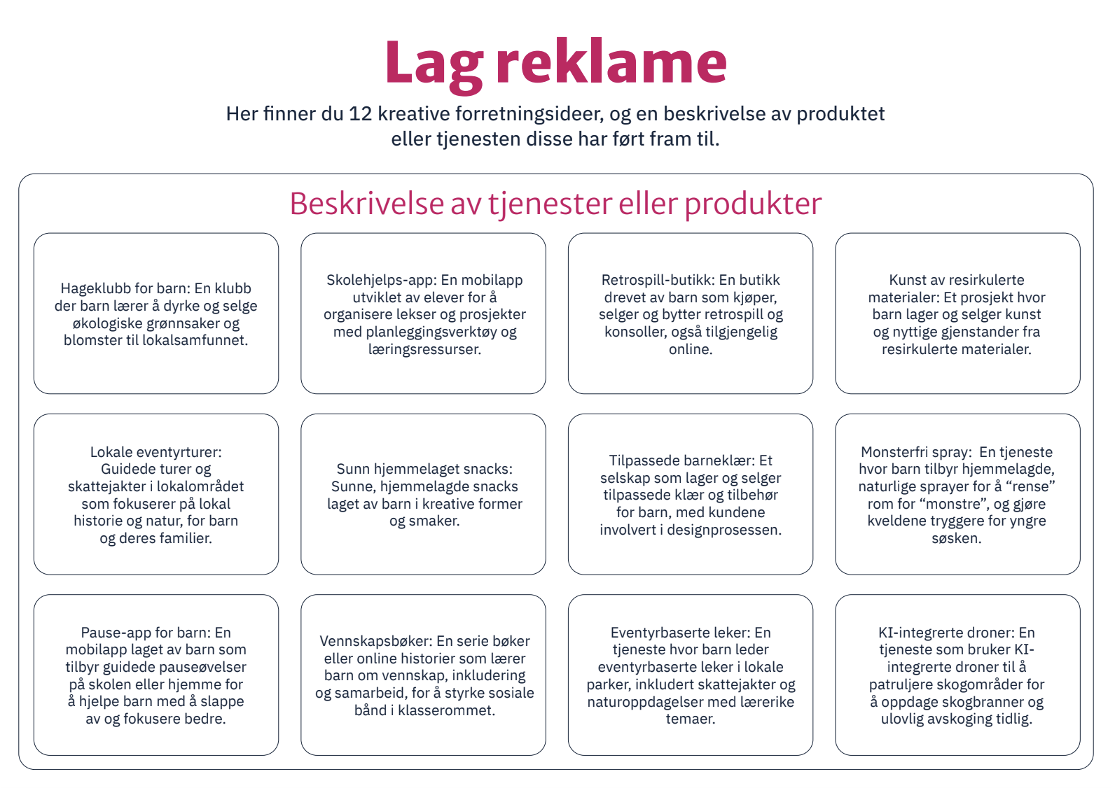 Lag reklame | Skolerom.no