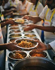 Matstasjon der det deles ut mat til de som er i nød.