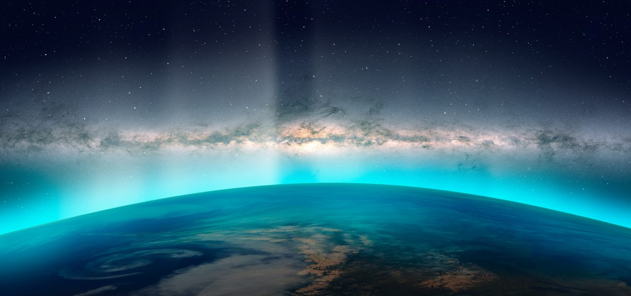Nordlys (aurora borealis) over jorden